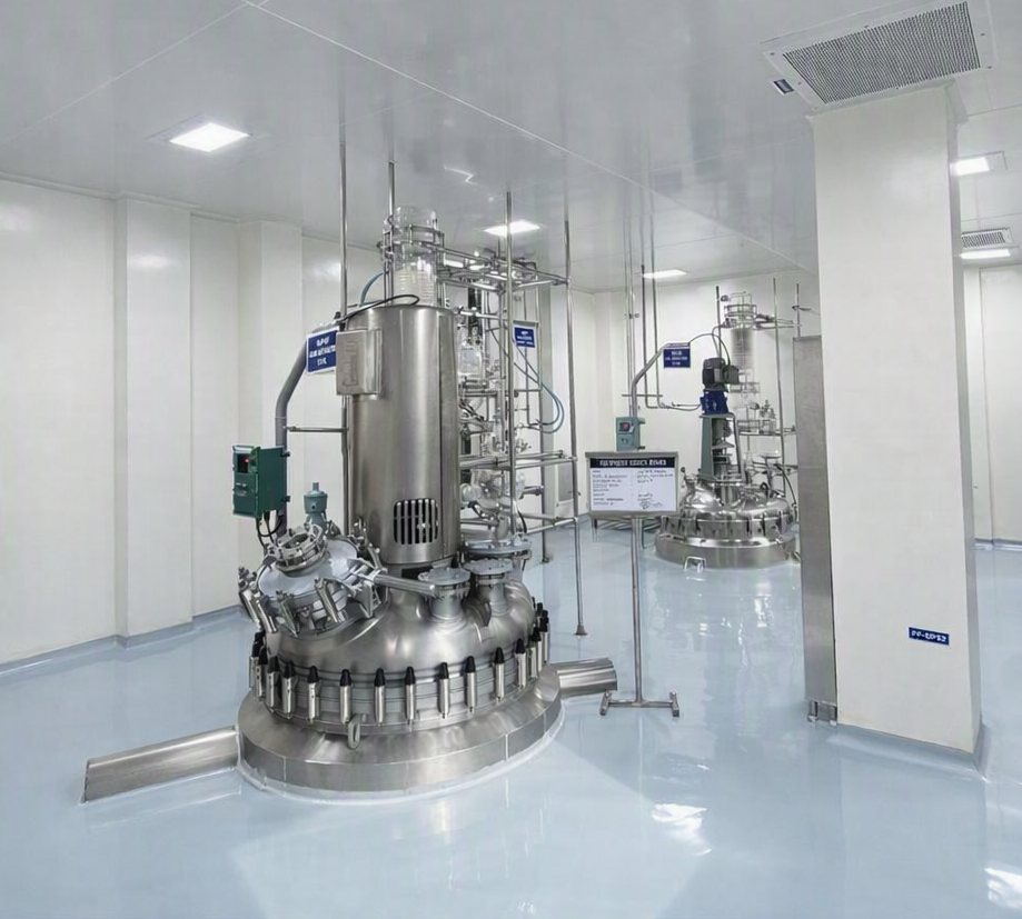 Glass-lined reactor in a Laksh Finechem production hall