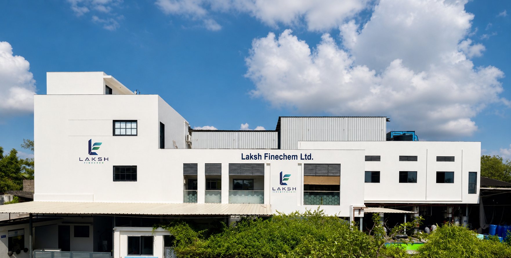 Exterior view of the Laksh Finechem Ltd. manufacturing facility at Vitthal Udyognagar, Anand