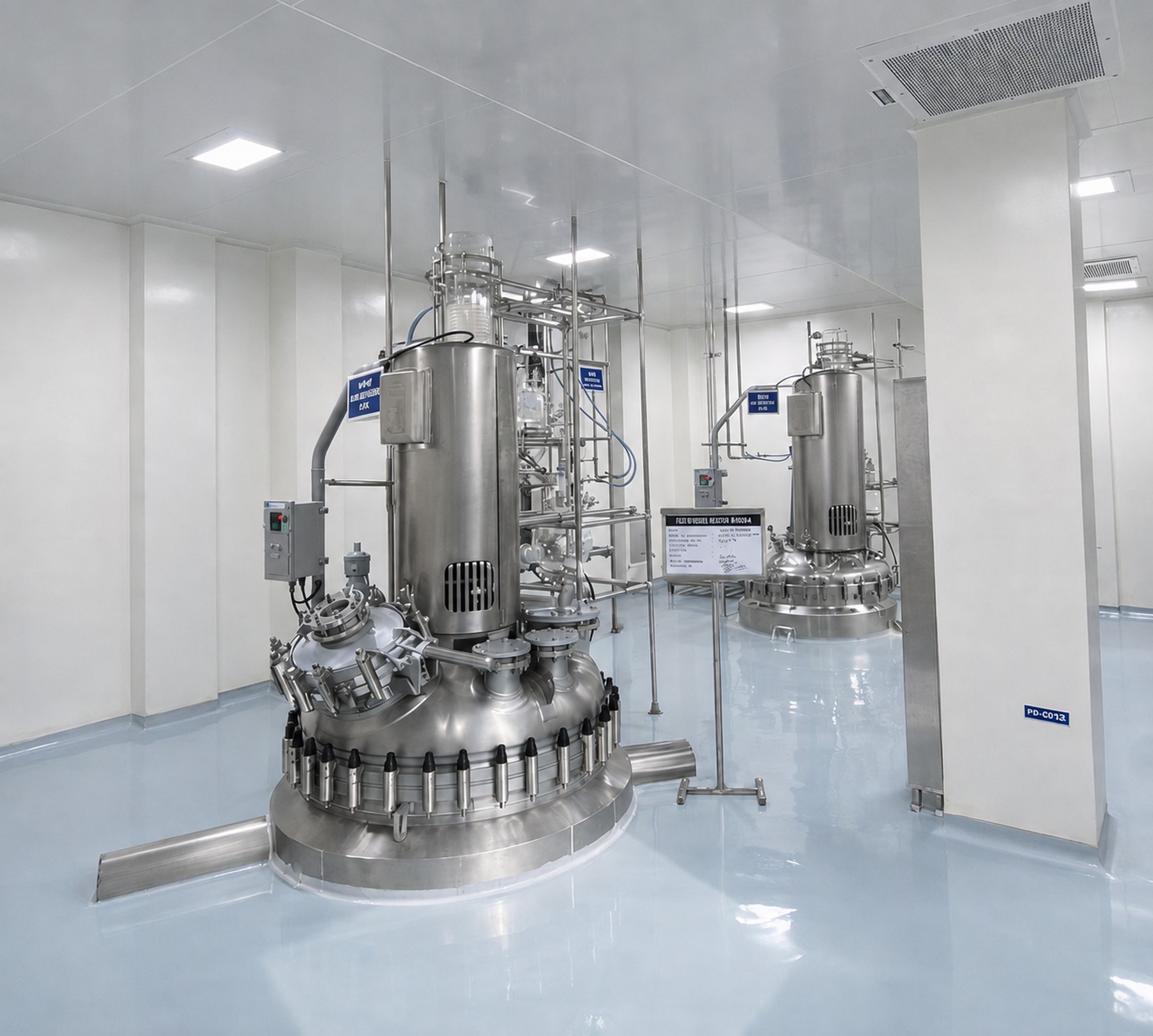 Glass-lined reactor and process equipment in a clean manufacturing hall